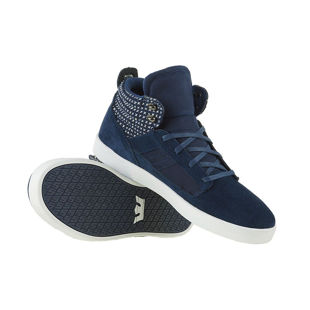 Chaussures de Skate Supra Bandit Bleu Marine Navy Suede/Canvas Homme | FXC-53537280